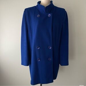 80s Vintage Forecaster Of London Wool Coat Overcoat Cobalt Blue Topcoat